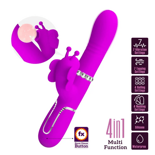 VIBRADOR CON SUCCIONADOR DE CLITORIS Y MOVIMIENTO PRETTY LOVE LOVE BUTTERFLY