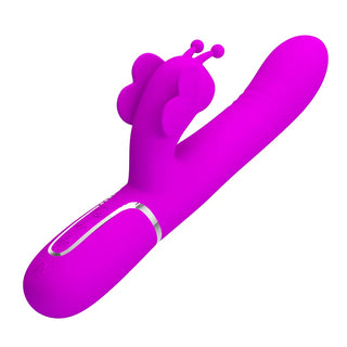 VIBRADOR CON SUCCIONADOR DE CLITORIS Y MOVIMIENTO PRETTY LOVE LOVE BUTTERFLY