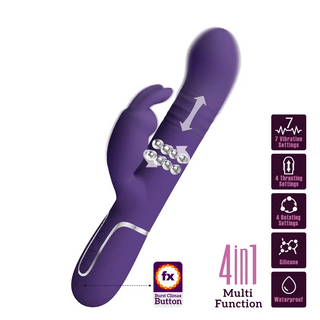 VIBRADOR ESTIMULADOR CON MOVIMIENTO PRETTY LOVE RABBIT MORADO
