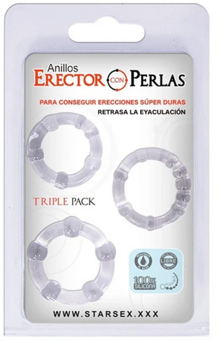 ANILLO ERECTORES CON PERLAS - SET DE 3