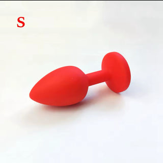 PLUG ANAL DE SILICONA ROJO CON JOYA NEGRO TALLA S
