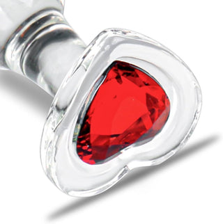 PLUG ANAL DE CRYSTAL CON CORAZON ROJO TALLA S