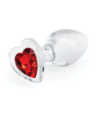 PLUG ANAL DE CRYSTAL CON CORAZON ROJO TALLA S
