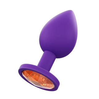 PLUG ANAL DE SILICONA MORADO CON JOYA SALMON TALLA S