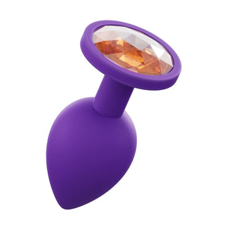 PLUG ANAL DE SILICONA MORADO CON JOYA SALMON TALLA S