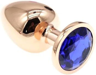 PLUG ANAL DE ACERO TALLA S ROSE GOLD CON JOYA AZUL