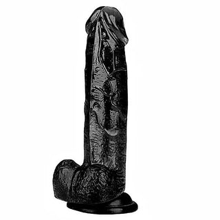 DILDO CON TESTICULOS DE PVC JELLY NEGRO 13 CM - negro