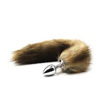 PLUG ANAL ACERO INOXIDABLE CON COLA DE ZORRO MARRON TALLA S 40 CM.