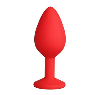 PLUG ANAL DE SILICONA ROJO CON JOYA ROSA TALLA S