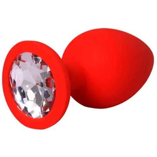 Plug anal de silicona rojo con joya transparente S Touchme Plug anal de silicona rojo con joya transparente S Touchme