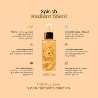 BODY SPLASH CON FEROMONAS RADIANT CON NOTAS DE PISTACHO 125ML