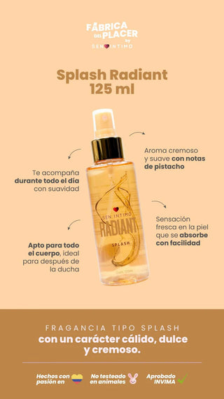 BODY SPLASH CON FEROMONAS RADIANT CON NOTAS DE PISTACHO 125ML
