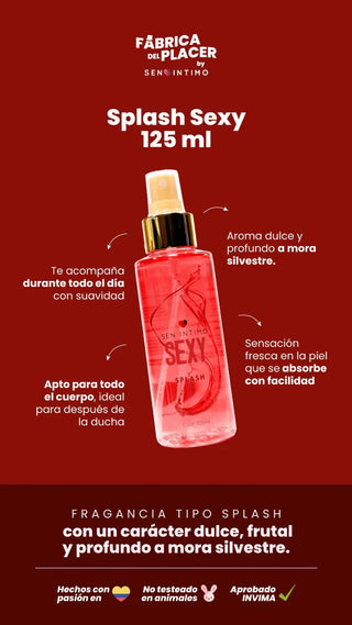 BODY SPLASH CON FEROMONAS SEXY CON NOTAS DE MORA SILVESTRE 125ML