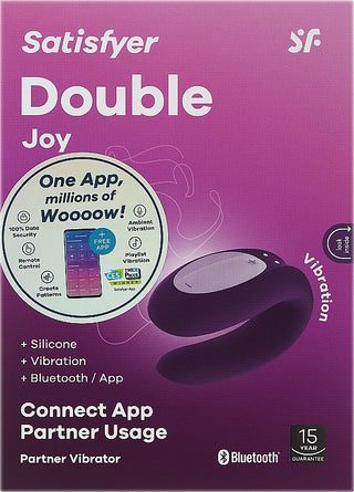 VIBRADOR PARA PAREJAS CON APP SATISFYER DOUBLE JOY MORADO.