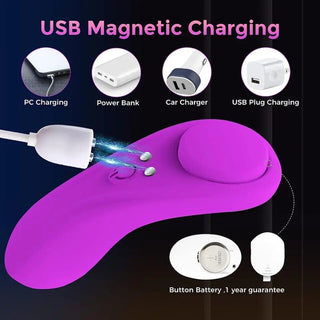 VIBRADOR DE PANTI RECARGABLE CON CONTROL PATY MORADA.