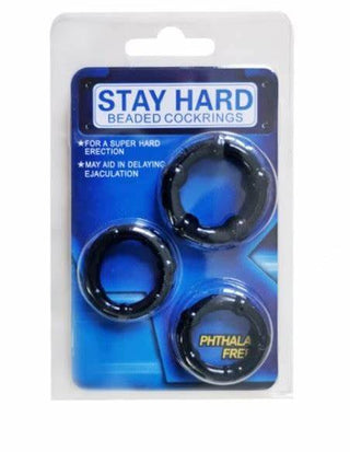 ANILLO RETARDANTE 3 UNIDADES DISTINTOS TAMAÑOS STAY HARD NEGROS