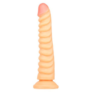 DILDO ESCALA PVC CON VENTOSA TEXTURA PIEL 22.5CM.