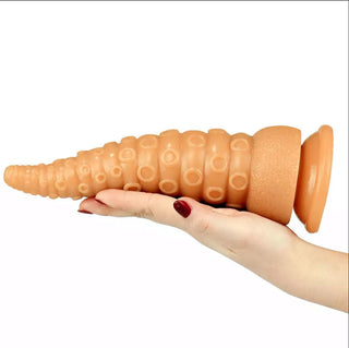 DILDO PVC CON VENTOSA TEXTURA DE TENTACULO DE PULPO PIEL 21 CM.